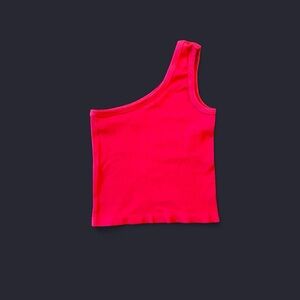 One-Shoulder Red Crop Tank